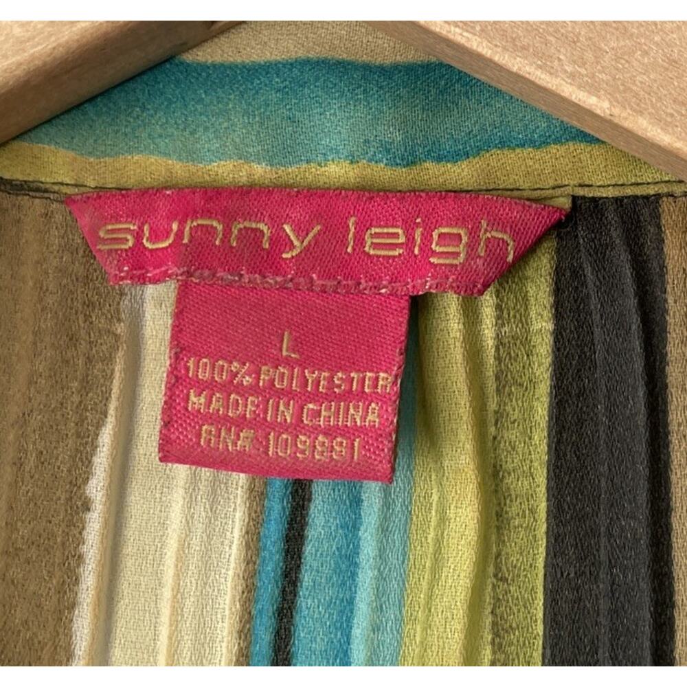 Sunny Leigh Top Size Large Striped Pleated Ruffled Boho Whimsigoth Artsy Y2K - Picture 5 of 10